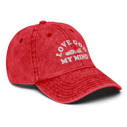 Love God With All My Mind - White Design - Cotton - Vintage Twill Cap